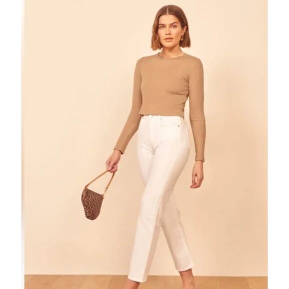 Reformation Jackie Long Sleeve Ribbed Crop Top Size S - Picture 1 of 11